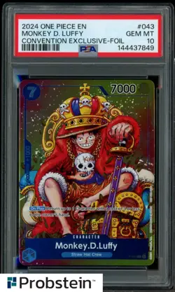 2024 One Piece EN Convention Exclusive Foil #043 Monkey D. Luffy PSA 10 GEM MINT - Image 1
