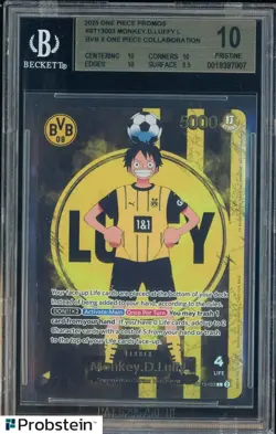 2025 ONE PIECE PROMOS BVB X ONE PIECE MATCH DAY 2025 #003 MONKEY D. LUFFY BGS 10 - Image 1