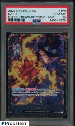 2025 One Piece EN Store Treasure Cup Champ #120 Sabo PSA 10 GEM MINT - Image 1