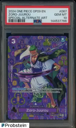 2024 One Piece OP09 EN Special Alternate Art #067 Zoro-Juurou PSA 10 GEM MINT - Image 1
