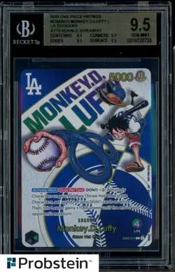2025 One Piece Promos Dodgers X One Piece Night Monkey D. Luffy BGS 9.5 GEM MINT - Image 1