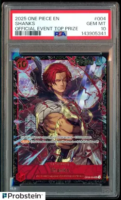 2025 One Piece EN Official Event Top Prize #004 Shanks PSA 10 GEM MINT - Image 1