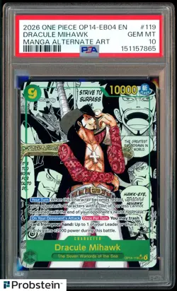 2026 One Piece OP14-EB04 En Manga Alternate Art #119 Dracule Mihawk PSA 10 - Image 1