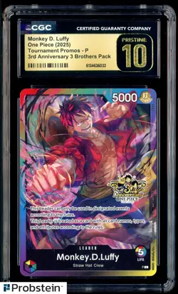 2025 One Piece Monkey D. Luffy OP11 Event Partcptn Tour. Promo CGC PRISTINE 10 - Image 1