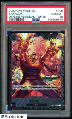 2023 One Piece EN Offline Regional Top 16 #099 Sakazuki PSA 10 GEM MINT - Image 1