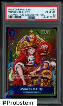 2024 One Piece EN Convention Exclusive Foil #043 Monkey D. Luffy PSA 10 GEM MINT - Image 1