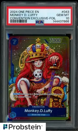 2024 One Piece EN Convention Exclusive Foil #043 Monkey D. Luffy PSA 10 GEM MINT - Image 1
