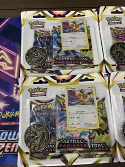 Pokemon 3-Pack Blisters Lot of 4 Eevee Promo Astral Radiance Sealed 12 Packs - Image 2