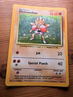 Pokemon Hitmonchan 7/102 Base Set Holo Rare Card WOTC 1999 LP - Image 1
