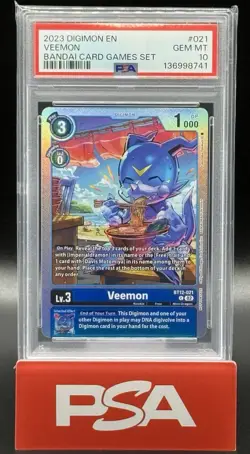 2023 DIGIMON PROMOS #021 VEEMON BANDAI CARD GAMES SET PSA 10 - Image 1