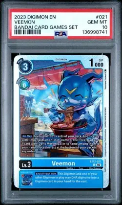 2023 DIGIMON PROMOS #021 VEEMON BANDAI CARD GAMES SET PSA 10 - Image 3