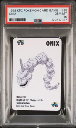 Onix 95 Pokemon Card Game Mini KFC 1998 Nintendo WOTC PSA 10 - Image 1