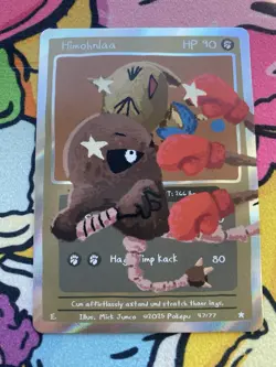 Pokepu - Himohnlaa (Hitmonlee) 47/77 - Derpy Pokemon Parody / Fan Art Card - Image 1