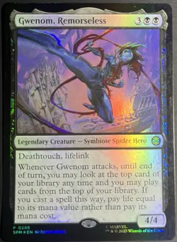 MTG, MAGIC, SPM, GWENOM, REMORSELESS, PROMO #0286, FOIL FINISH, NM - Image 1