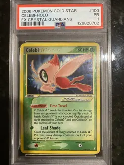 Pokemon 2006 EX Crystal Guardians Celebi Gold Star #100 PSA 1 - Image 1
