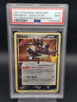 Pokemon Greninja SWSH144 Gold Star Promo Celebrations Elite Trainer Box PSA 9 - Image 1