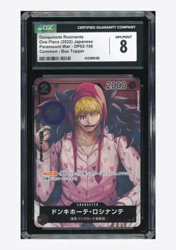 One Piece CGC 8 Donquixote Rosinante C Promo 2022 OP02-108 Box Topper Japanese - Image 1