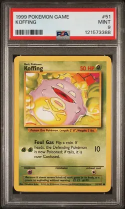 1999 Pokemon Game #51 Koffing PSA 9 Card MINT Trusted Seller Free Ship! Base Set - Image 1