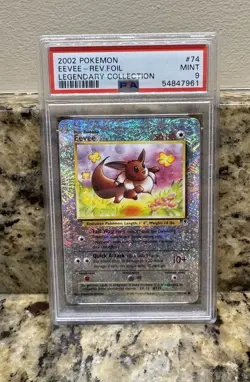 2002 POKEMON LEGENDARY COLLECTION #74 EEVEE REVERSE HOLO FOIL PSA 27 Higher) - Image 1