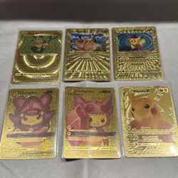 Set of 6 Pokemon Pikachu Cosplay Gold Foil Fan Art NM - Excellent Condition - Image 1