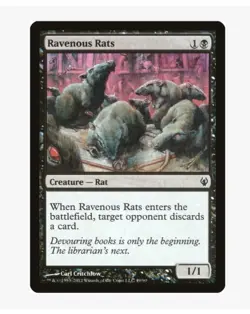 Ravenous Rats #49 DDJ Magic Card in Protective Sleeve - Image 1