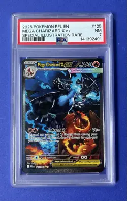 2025 Pokemon PFL EN Mega Charizard X ex Special Illustration Rare #125 PSA 7 NM - Image 1