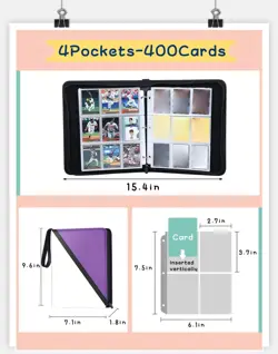 Card Binder with 4 Pockets - Holds Up to 400 Cards, Trading Card Collection C... - Image 2