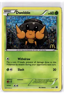 Dwebble Pokemon - McDonald's Stamped Promo - Holo - 3/12 - Pokemon 2012 Promo - Image 1
