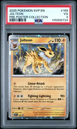 2025 POKEMON SVP EN-SV BLACK STAR PROMO #169 JOLTEON PSA 3 - Image 1