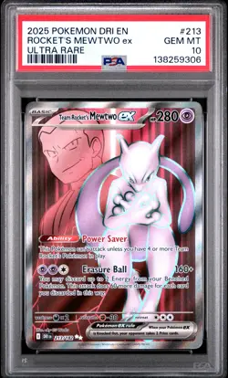 2025 Pokemon Dri En-Destined Rivals #213 Rocket'S Mewtwo Ex Ultra Rare PSA 10 - Image 1