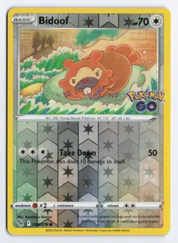Bidoof 059/078 Pokemon GO Common Reverse Holo NM - Image 1