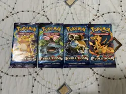 XY Evolutions Booster Pack, Pokemon, 4 Packs Art Set, Sealed - Image 1