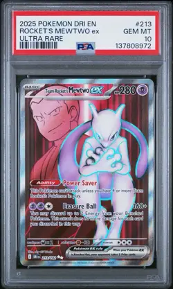 Pokemon TCG Team Rockets Mewtwo EX 213/182 Full Art Destined Rivals PSA 10 - Image 1