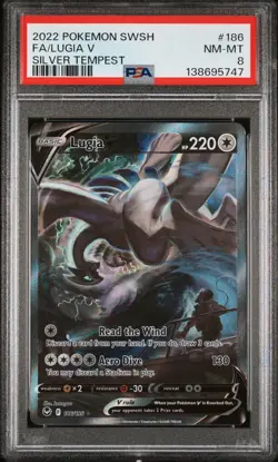 2022 POKEMON SWORD & SHIELD SILVER TEMPEST #186 FULL ART/LUGIA V PSA 8 - Image 1