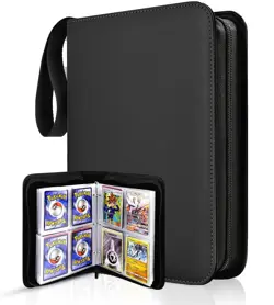 Trading Card Binder 4 Pocket,400 Pockets Card Binder for Pokemon Cards with Z... - Image 1