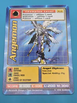 1999 Bandai Digimon Trading Card Angemon St-14 LP - Image 1