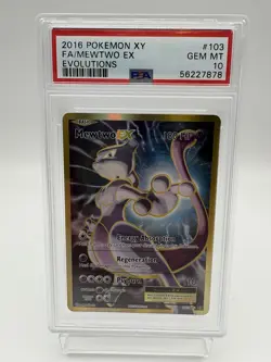 2016 Pokemon XY Evolutions Full Art FA Mewtwo EX 103/108 PSA 10 - Image 1