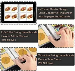 Football Card Binder Album,400 Pockets Trading Card Binder, Football Card Hol... - Image 5