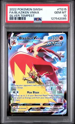 2022 Pokemon SWSH Silver Tempest #TG15 Blaziken Vmax Gem Mint PSA 10 - Image 1