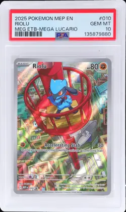 2025 Pokemon Mega Evolution Black Star Promo Riolu #010 PSA 10 Gem Mint Mep - Image 1