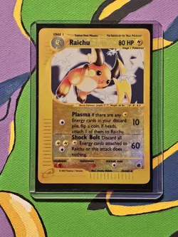 Pokemon TCG Raichu Expedition Base Set Reverse Holo Holo Rare Card 25/165 DMG - Image 1