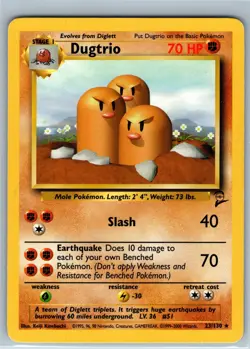 Dugtrio 23/130 - Base Set 2 - Non Holo Rare- Pokemon TCG - WOTC Vintage 2000 - Image 1