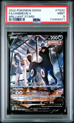 2022 POKEMON SWORD & SHIELD BRILLIANT STARS #TG22 FULL ART/UMBREON V PSA 9 - Image 1