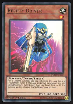 Righty Driver - DUPO-EN032 - Ultra Rare - 1st Edition Yugioh - Image 1