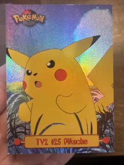 Topps Pokemon Rainbow Foil TV2 Pikachu #25 Holo Rainbow TCG Card GAS WOW Fire - Image 1
