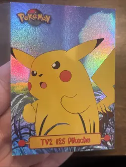 Topps Pokemon Rainbow Foil TV2 Pikachu #25 Holo Rainbow TCG Card GAS WOW Fire - Image 2