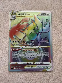 Lugia VSTAR 202/195 Rare Rainbow Silver Tempest Pokemon Card NM - Image 1