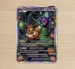 Pokemon HALLOWEEVEE GENGAR Trading Card Glossy Front Only 50 Printed - Image 1