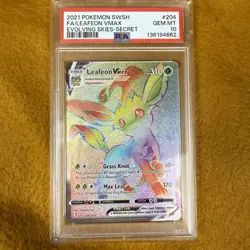 Leafeon VMAX 204/203 PSA 10 Evolving Skies Rainbow Secret Rare Pokemon Card - Image 1