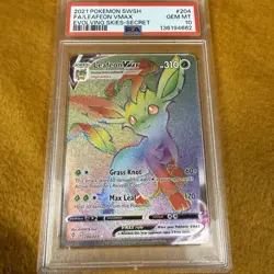 Leafeon VMAX 204/203 PSA 10 Evolving Skies Rainbow Secret Rare Pokemon Card - Image 2